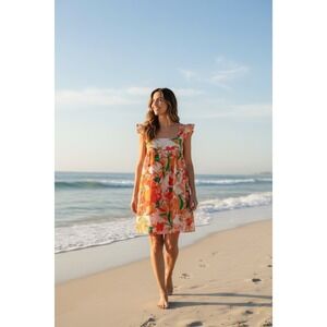 Meet me in Santorini Floral Print Sleeveless Mini Dress Size M